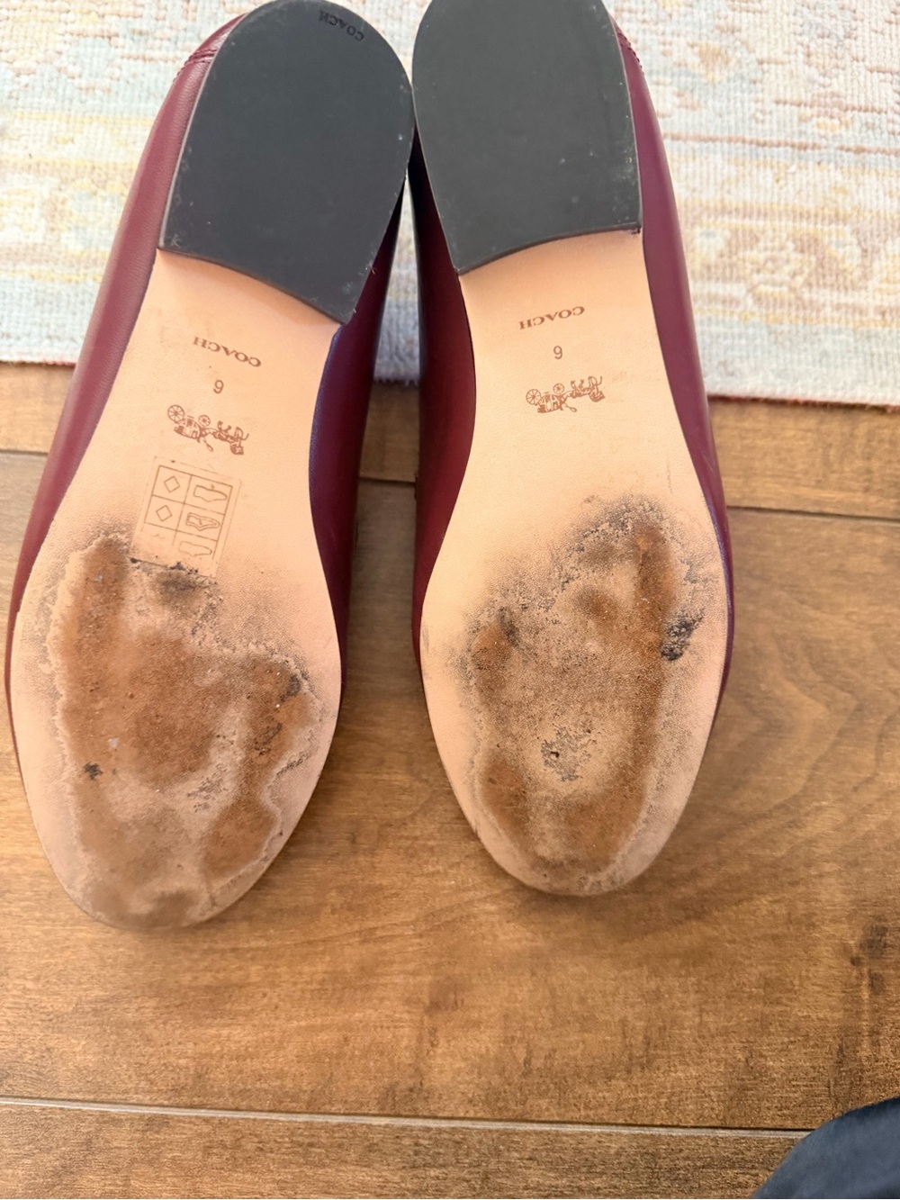 Coach Burgundy Loafers with Gold Hardware - Picture 2 of 3